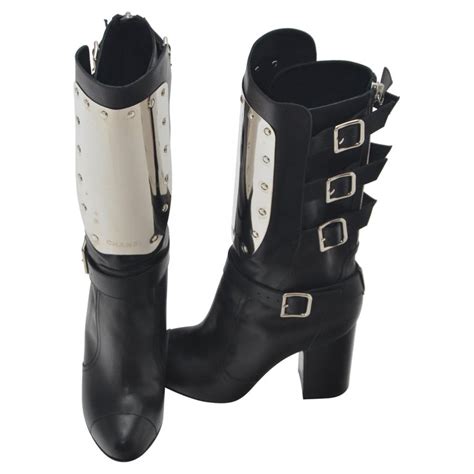 chanel calfskin biker boots|Mocassins .